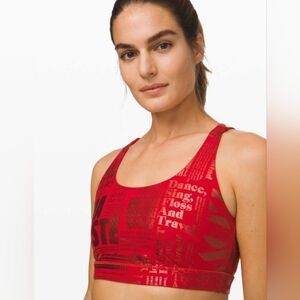 Lululemon Energy Bra *Manifesto 20YR Manifesto Foil Dark Red